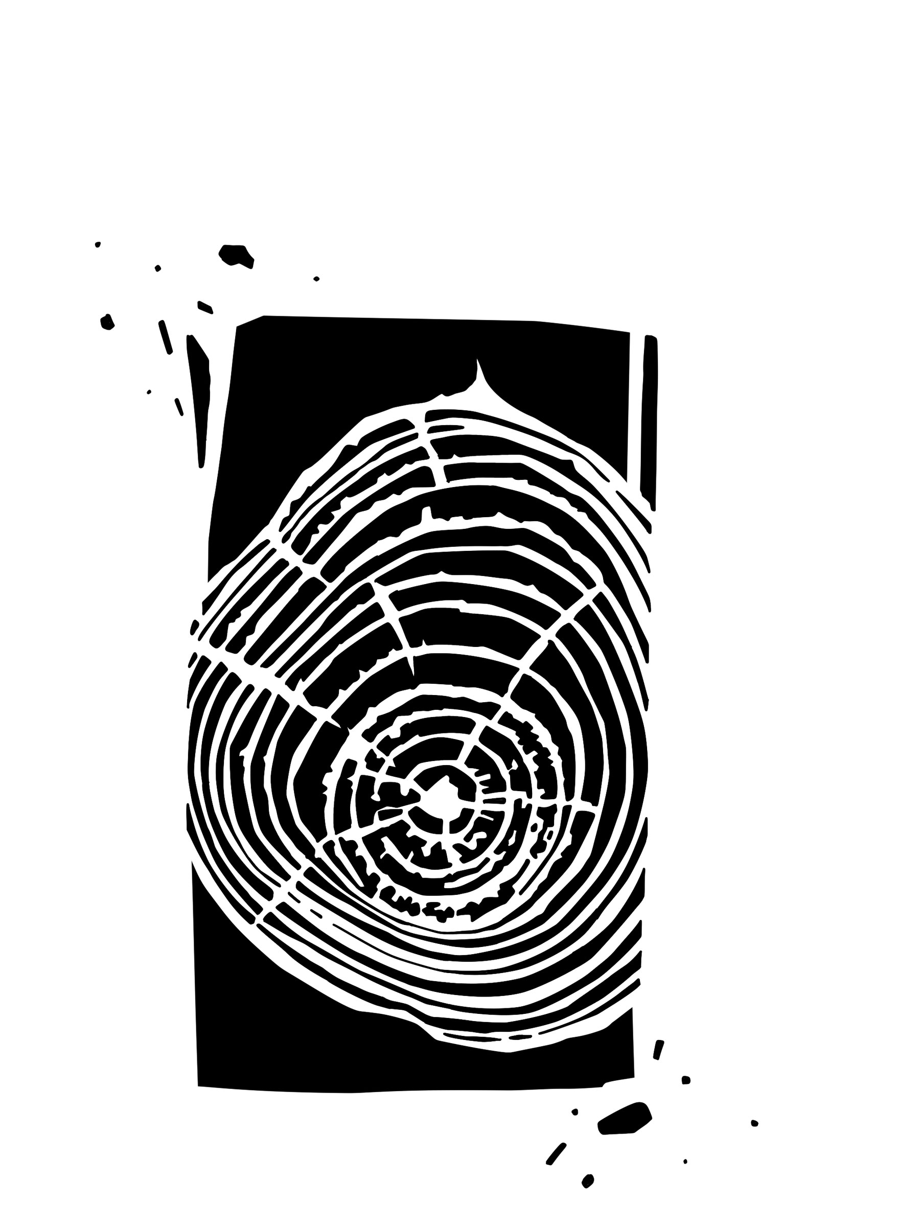 Illustration tranche d'arbre en encre noir